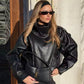 Funnel Faux Leather Jacket