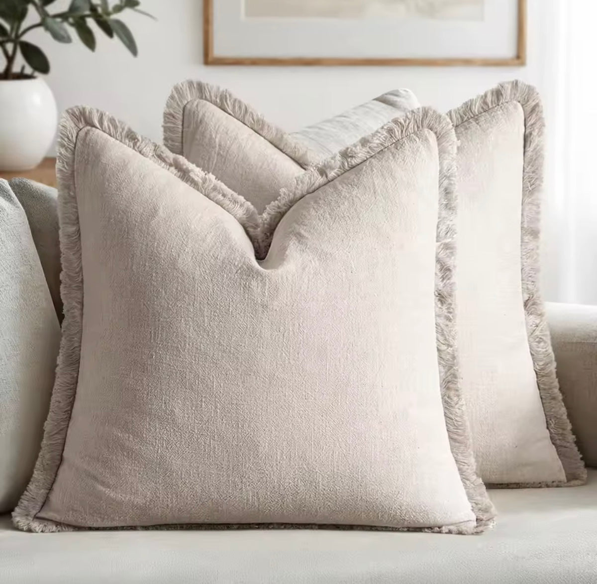 Fringed Texture Duck Feather Cushion
