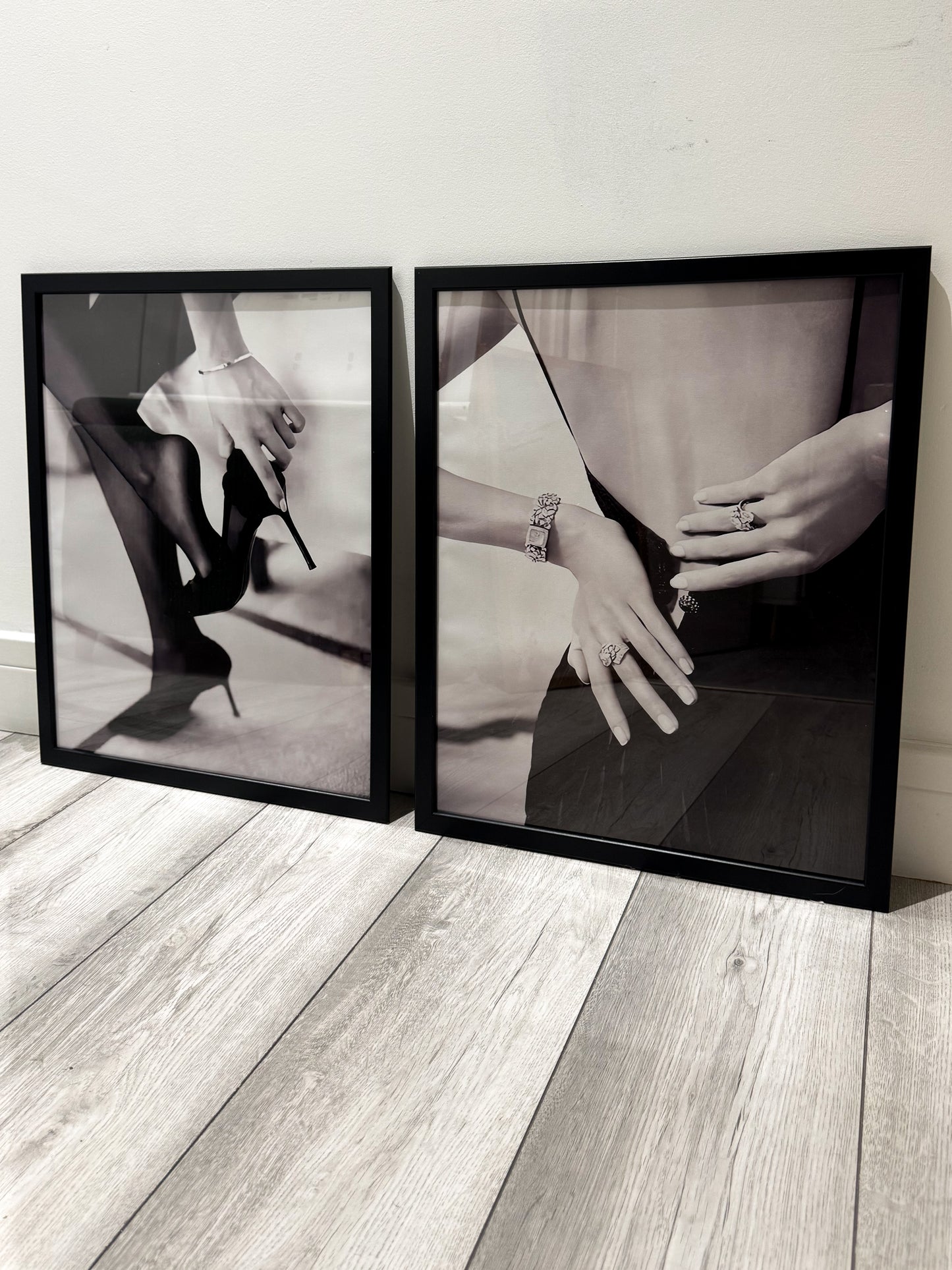 Lady Black and White Framed Cotton Canvas Pictures