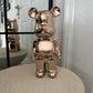 Rose Gold Bear brick piggy bank ceramic sculpture