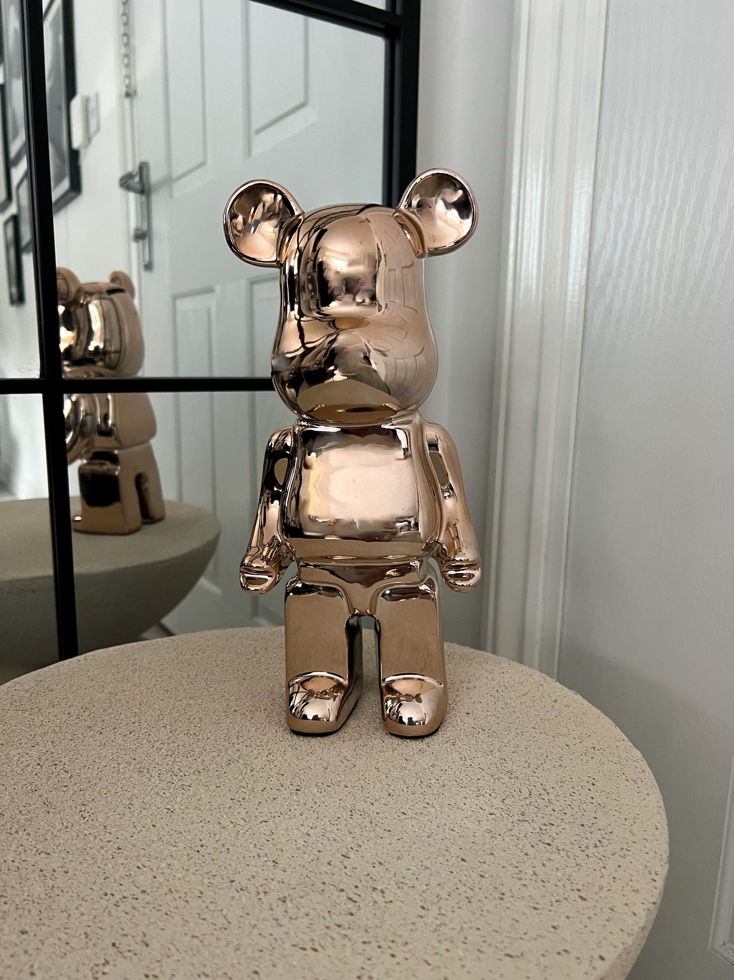 Rose Gold Bear brick piggy bank ceramic sculpture