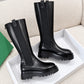 Black Knee High Chunky Chelsea Boots