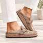 Nude Mule Clog Buckle Shoes