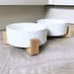 White Ceramic Pet Feeder - Two Bowls and Stand