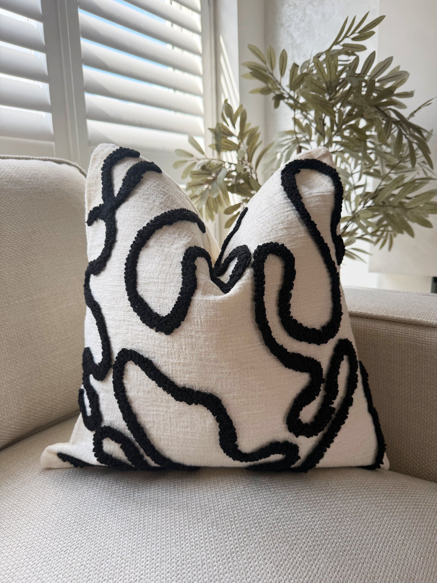 Duck Feather Filled Black and White Teddy Cushion