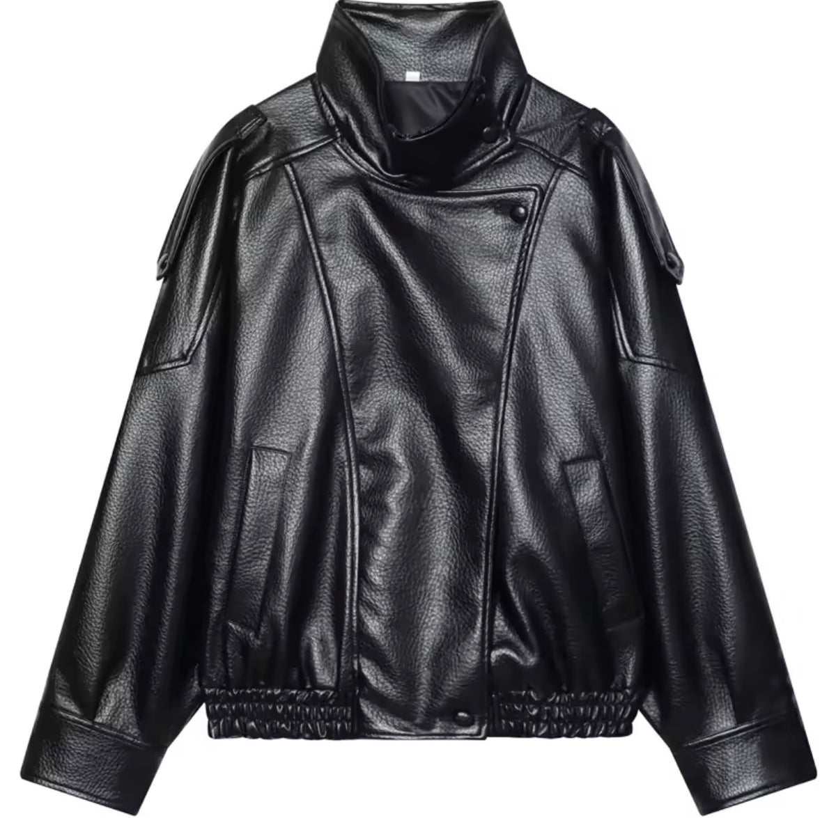 Funnel Faux Leather Jacket