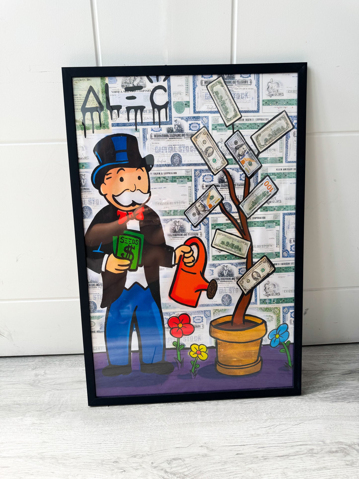 Ready to Hang Framed Monopoly Money Tree Picture