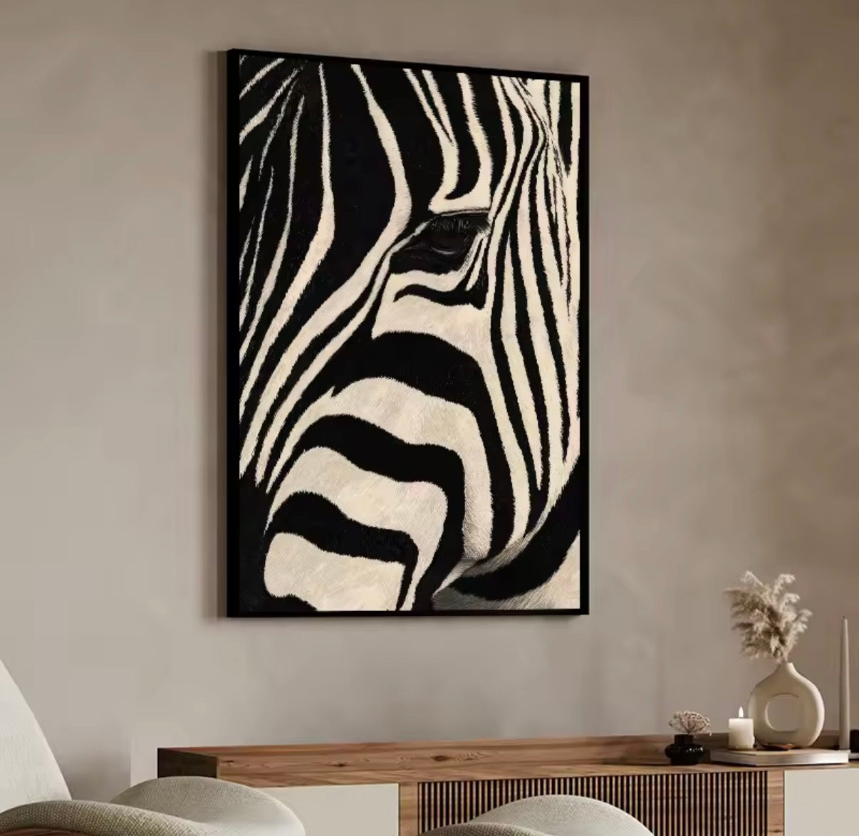 Black and White Zebra Cotton Canvas Picture