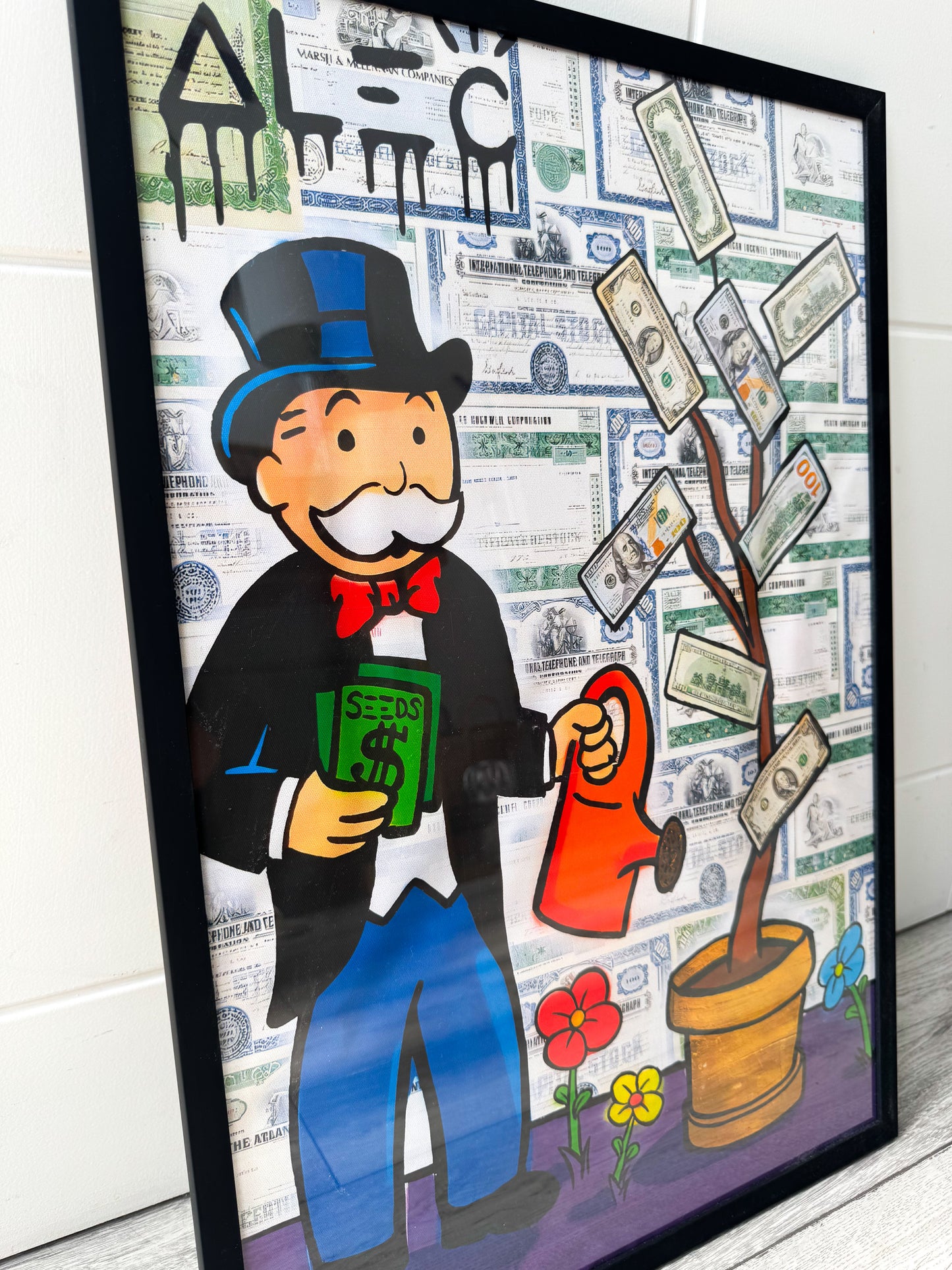 Ready to Hang Framed Monopoly Money Tree Picture