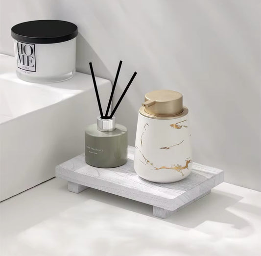 White Natural Wooden Decor Stand