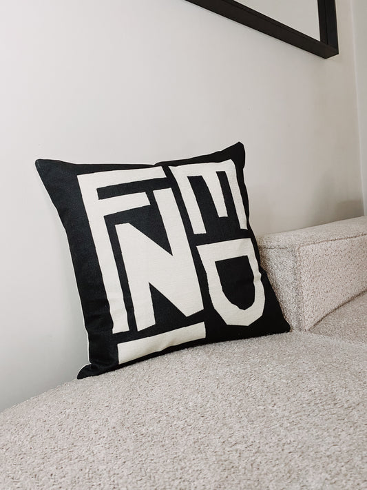 Woven Lettering Cushion Cover