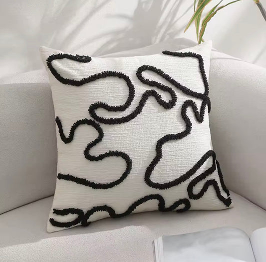 Duck Feather Filled Black and White Teddy Cushion