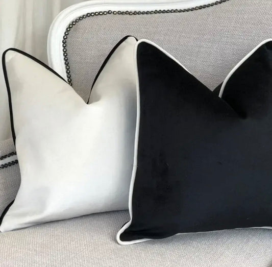 Black and White Edge Piping Cushion Cover