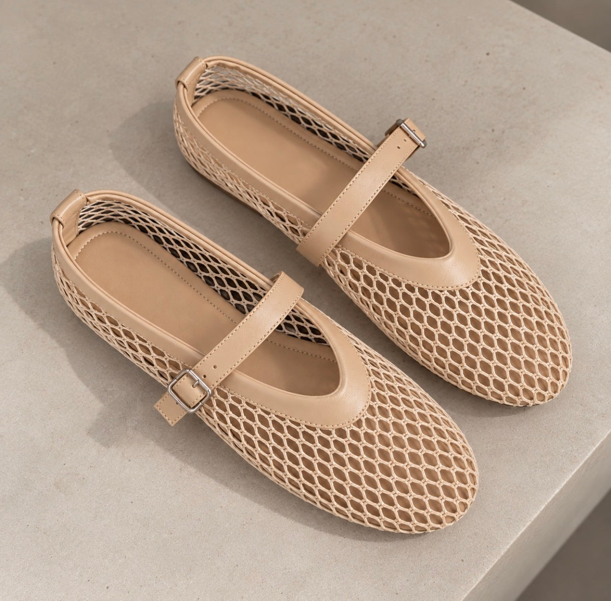 Mesh Mary Jane Ballet Flats