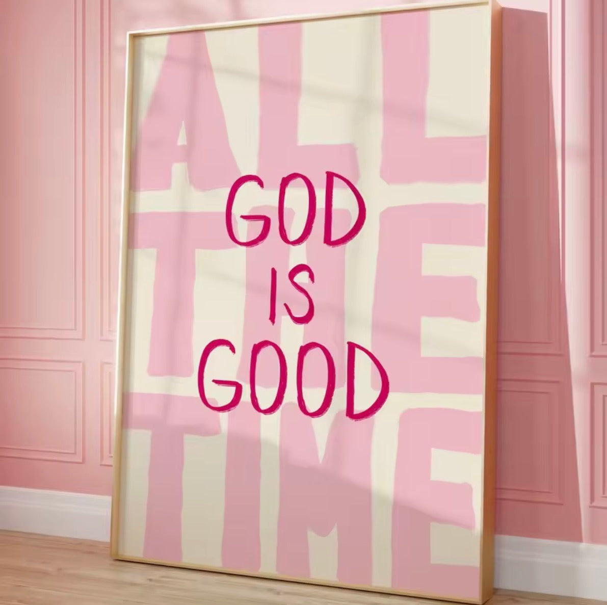 God is Good Pink Cotton Canvas Print