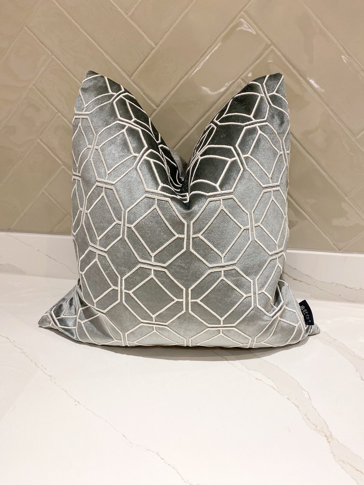 Grey Embroidered Cushion Cover