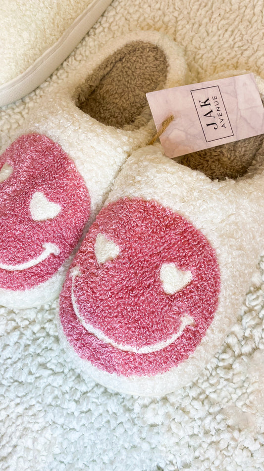Pink and White Smile Slippers