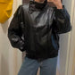 Funnel Faux Leather Jacket