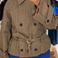 Check Belted Double Breasted Jacket