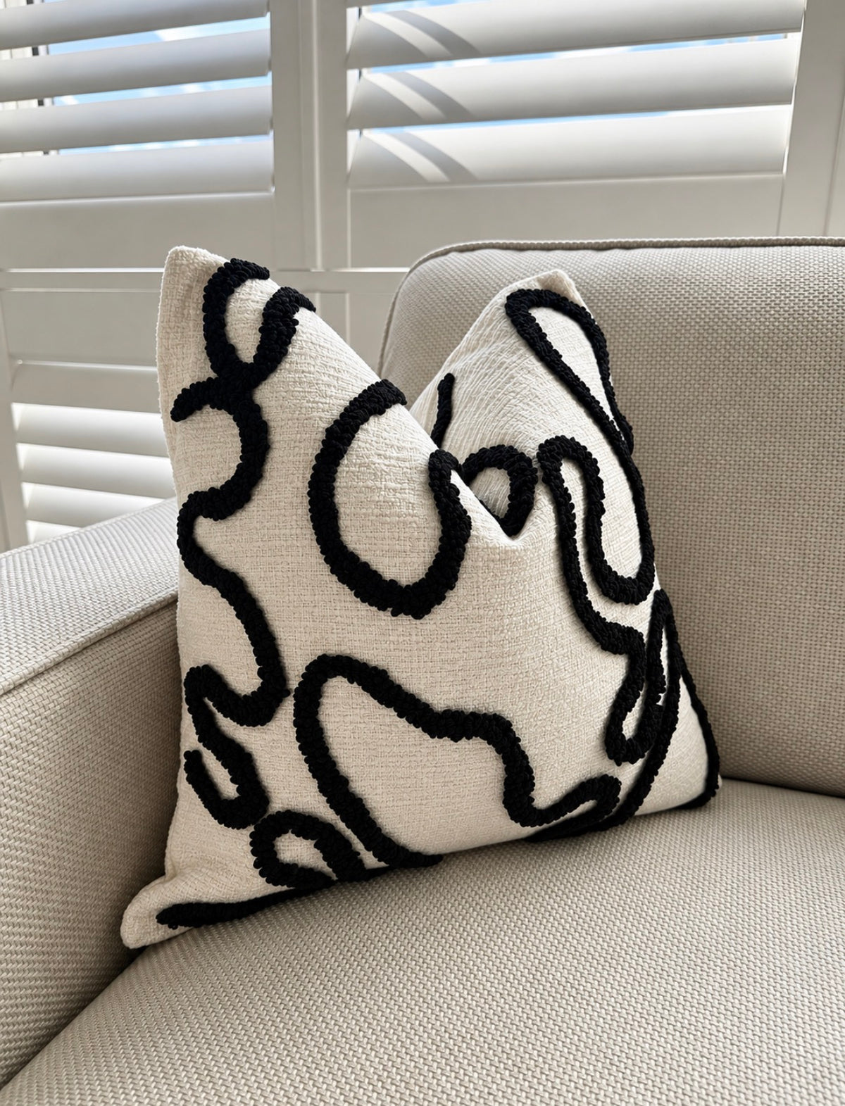 Duck Feather Filled Black and White Teddy Cushion