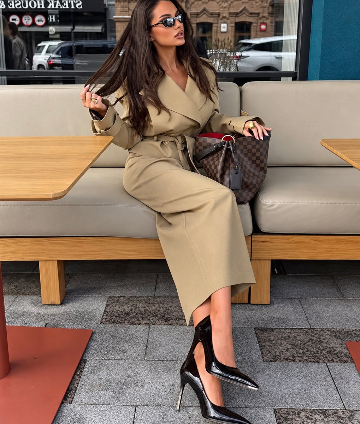Trench Two Piece Belted Jacket & Maxi Skirt Set