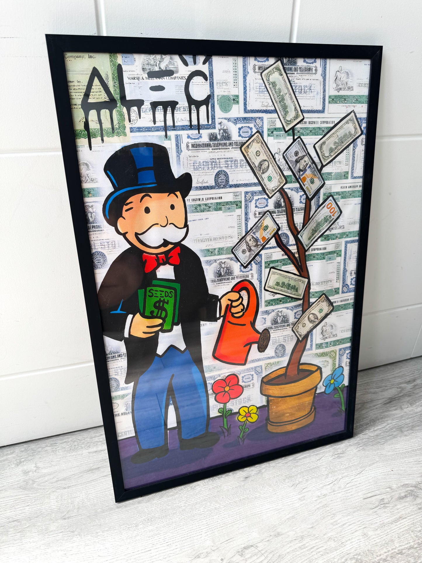 Ready to Hang Framed Monopoly Money Tree Picture