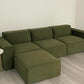 Vine Green Sectional 3 Seater Sofa + Footstool