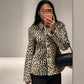 Leopard Print Faux Fur Tailored Jacket