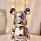 SILVER bear brick piggy bank ceramic sculpture