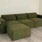 Vine Green Sectional 3 Seater Sofa + Footstool