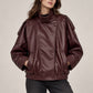 Funnel Faux Leather Jacket
