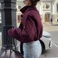 Wine Red Collar Overcoat