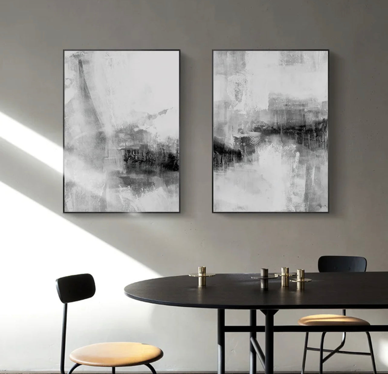 Set of 2 Minimalist Black and White Canvas Print