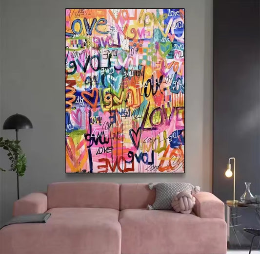 LOVE LOVE LOVE Cotton Canvas Poster
