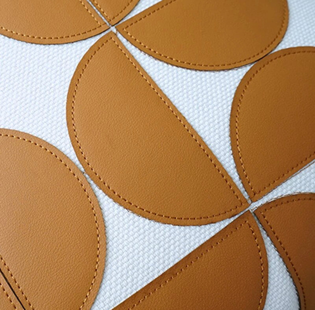 Orange Leather Patch Cushion Cover