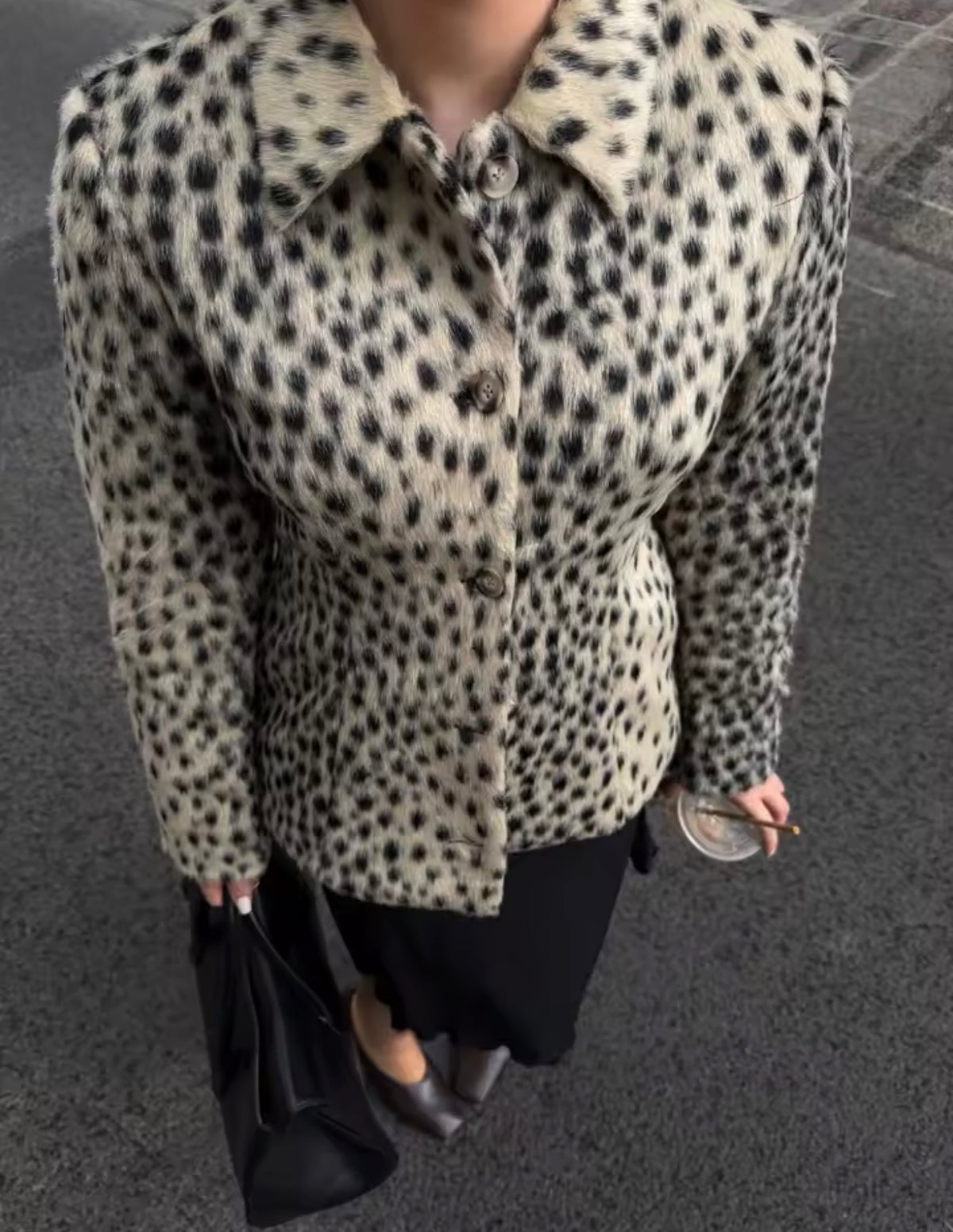Leopard Print Faux Fur Tailored Jacket