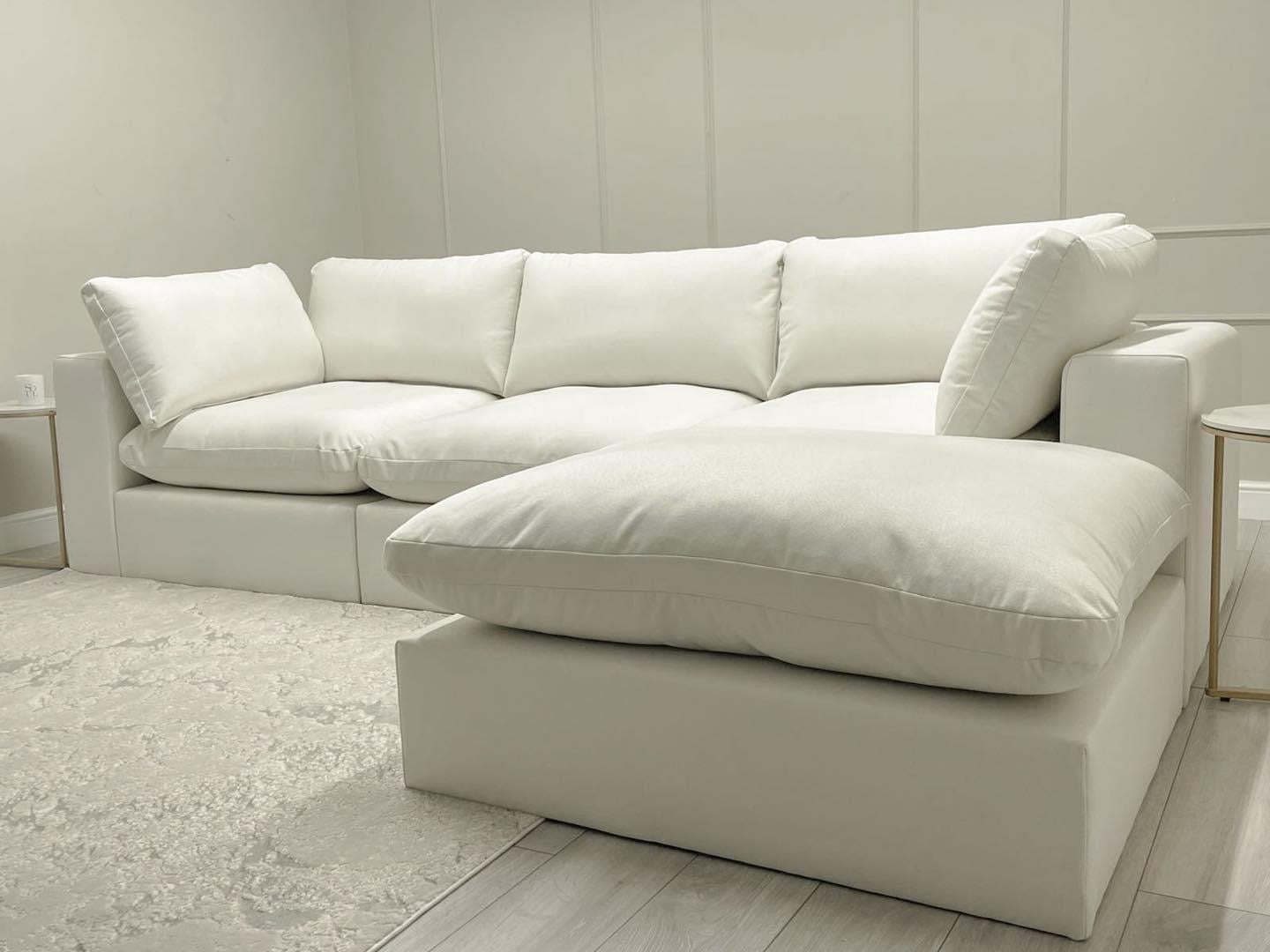 Linen Cloud Sofa and Footstool