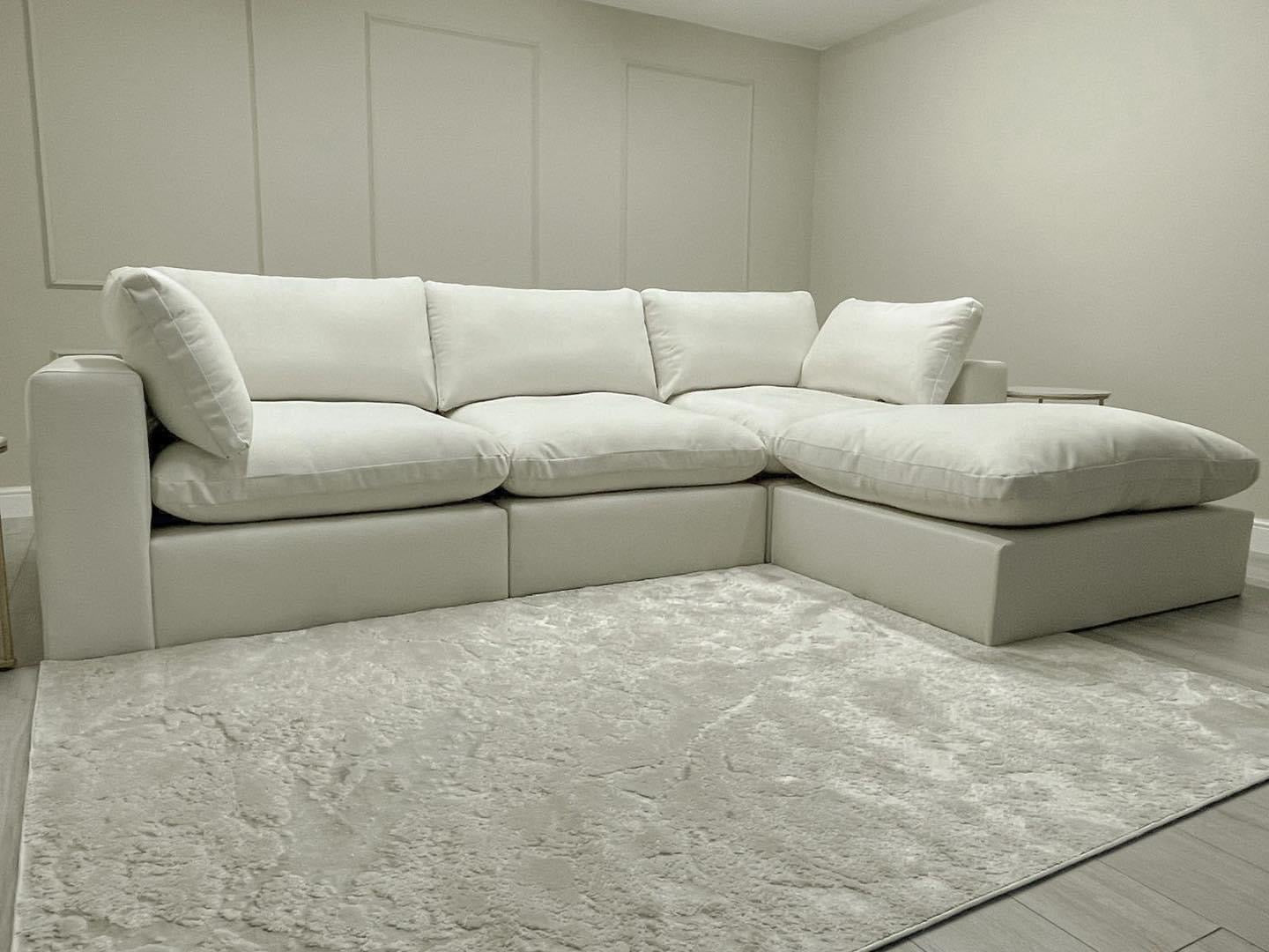 Linen Cloud Sofa and Footstool