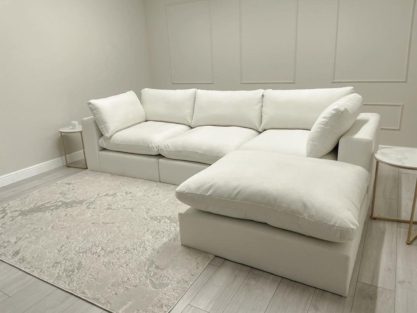 Linen Cloud Sofa and Footstool