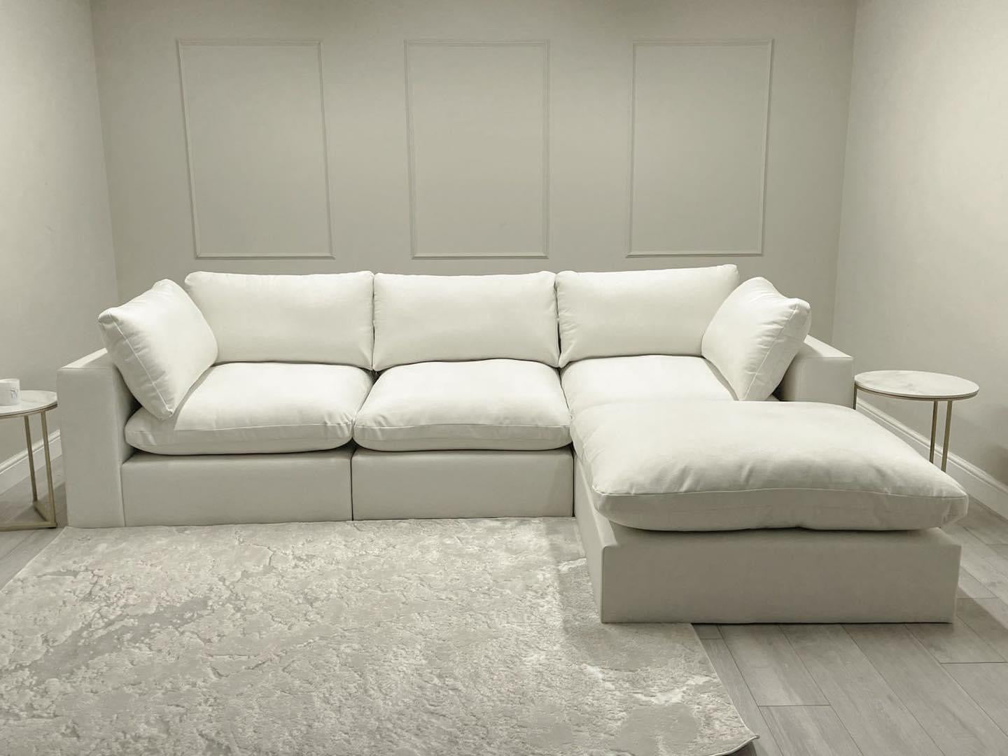 Linen Cloud Sofa and Footstool