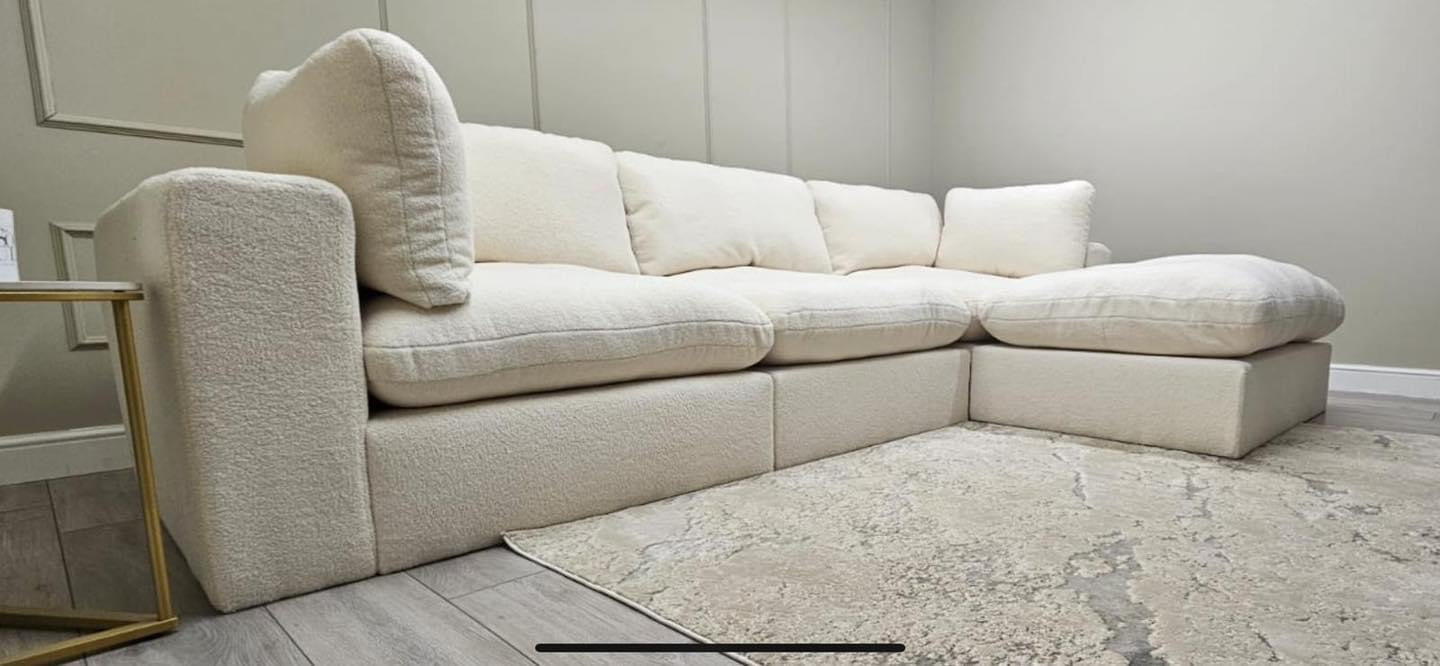 Linen Cloud Sofa and Footstool