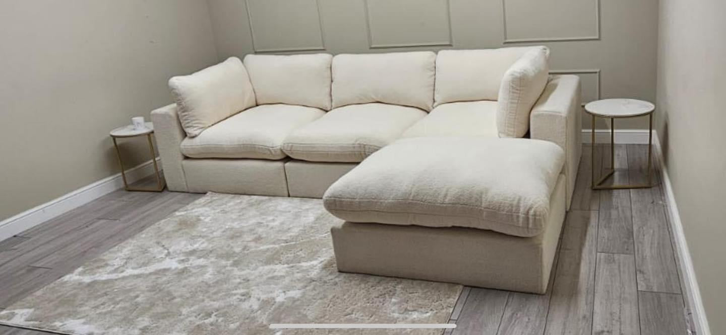 Linen Cloud Sofa and Footstool