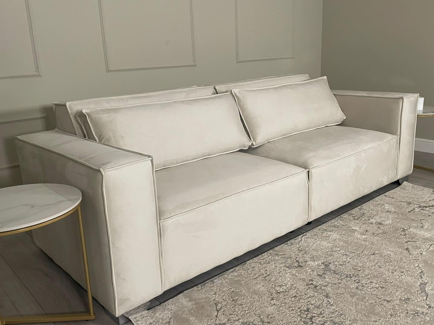 Cream Velvet Talum 3 Seater