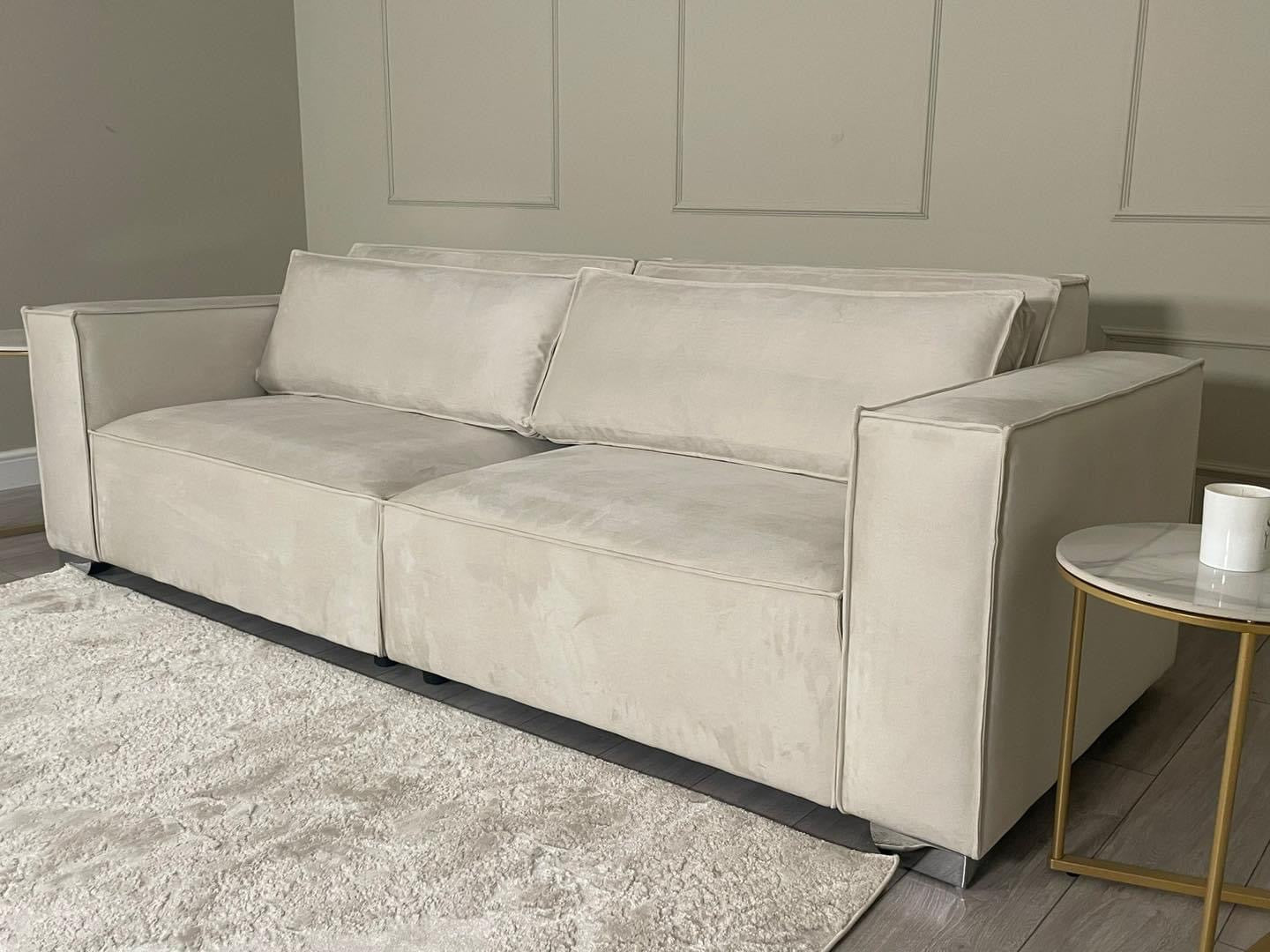 Cream Velvet Talum 3 Seater