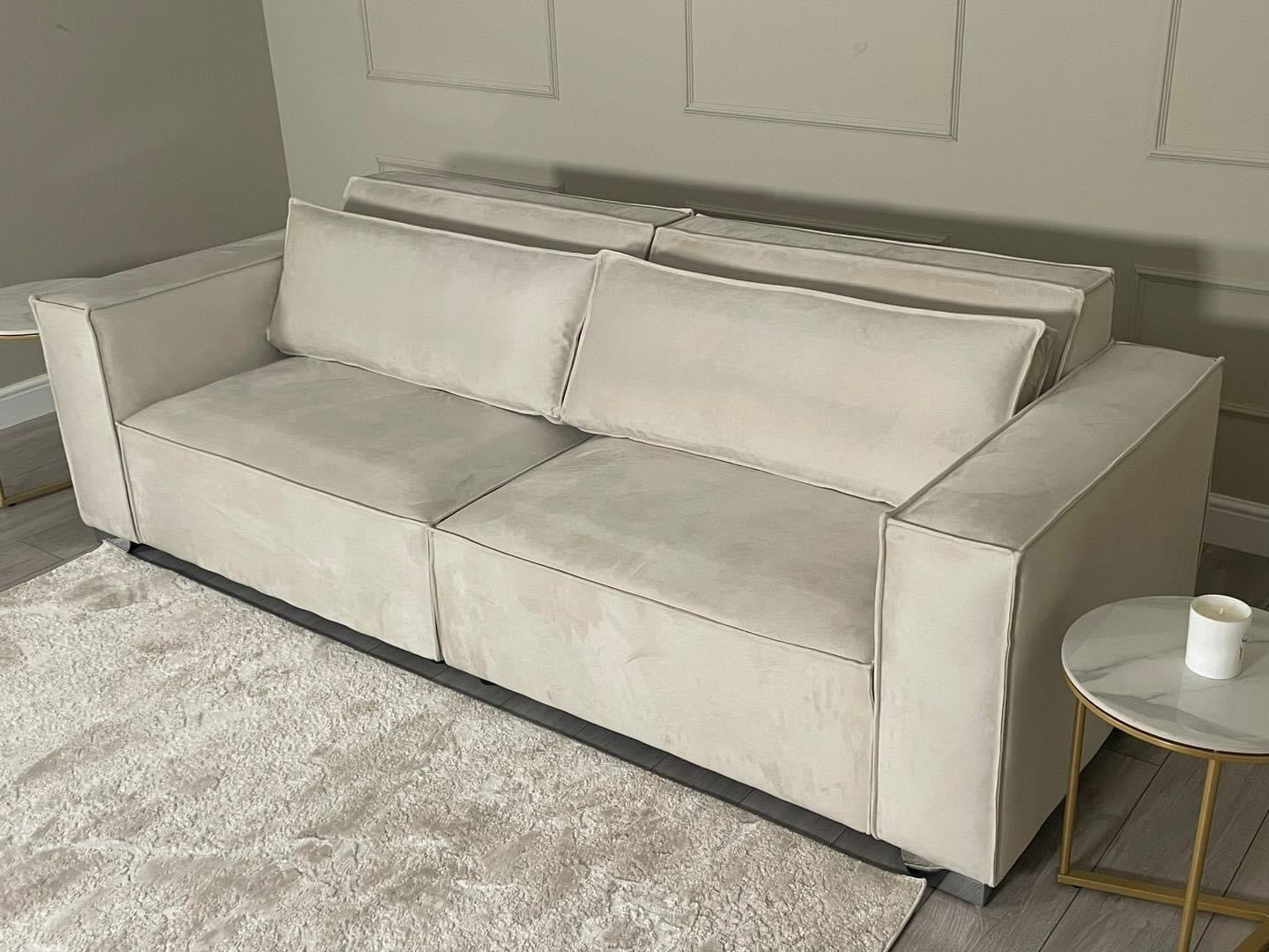 Cream Velvet Talum 3 Seater