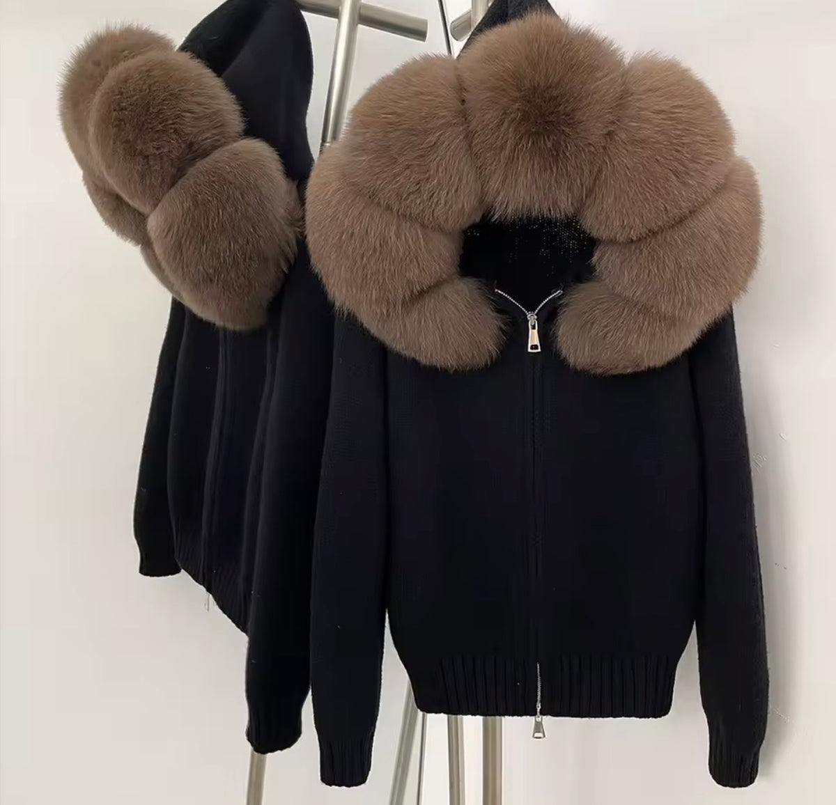 Black Luxury Fur Cardigan