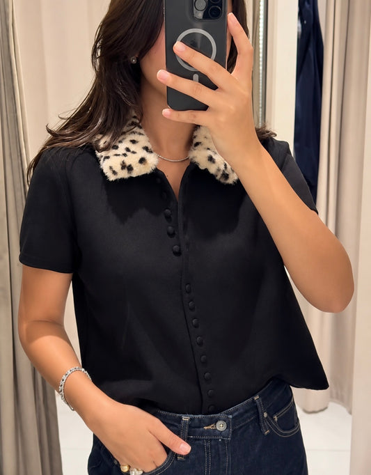 Short Sleeve Leopard Knitwear