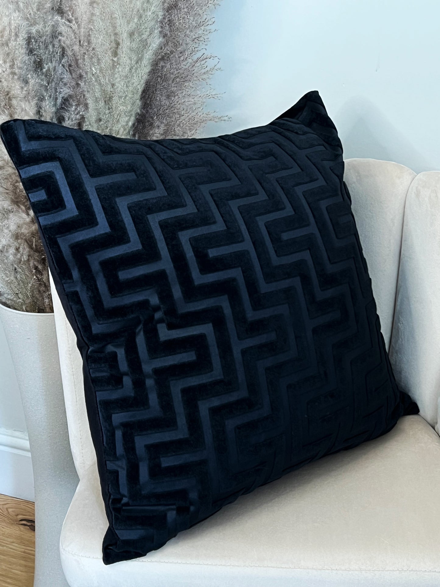 Black Velvet Jacquard Cushion Cover