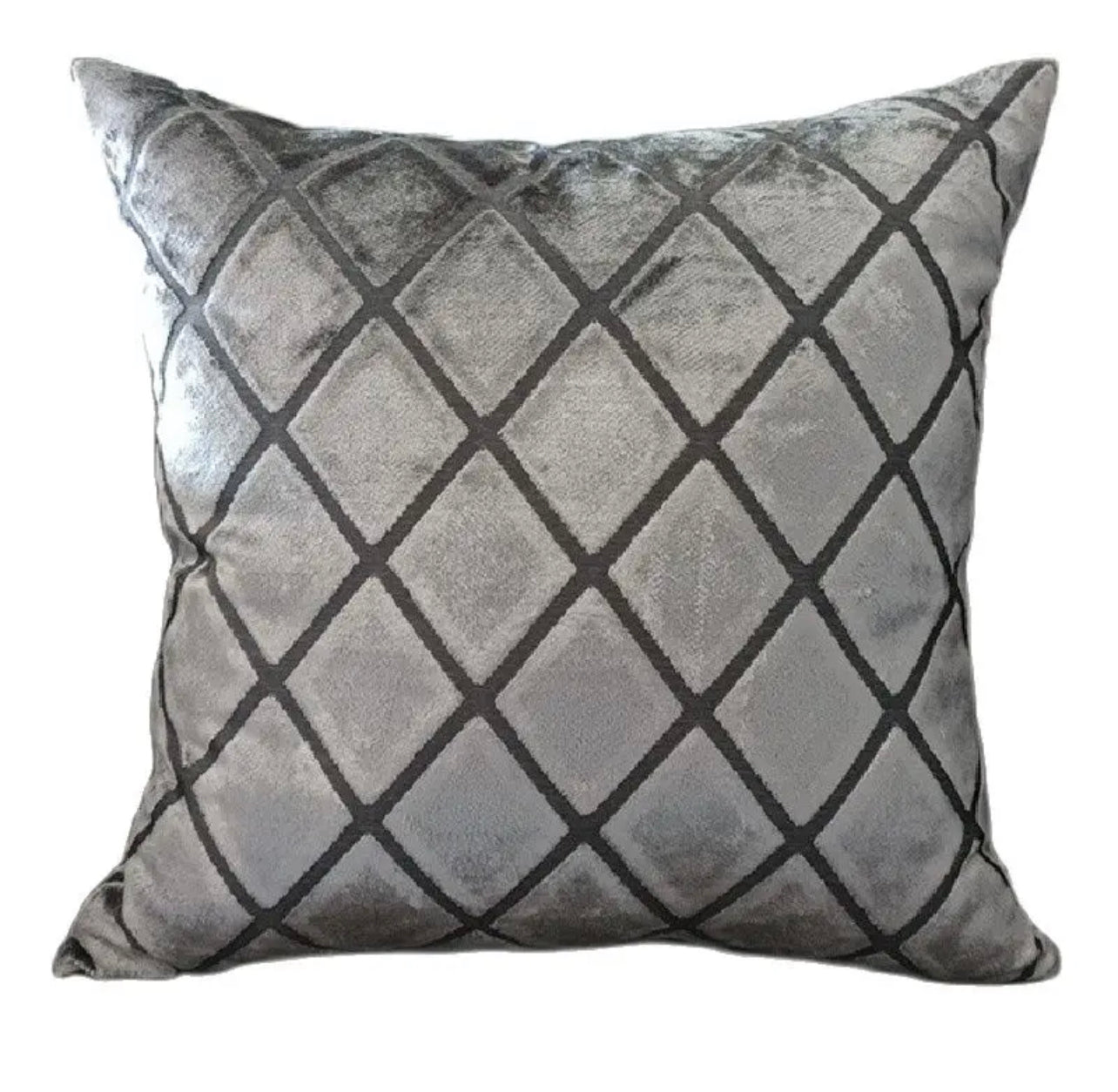 Grey Cutting Velvet Cushion Cover
