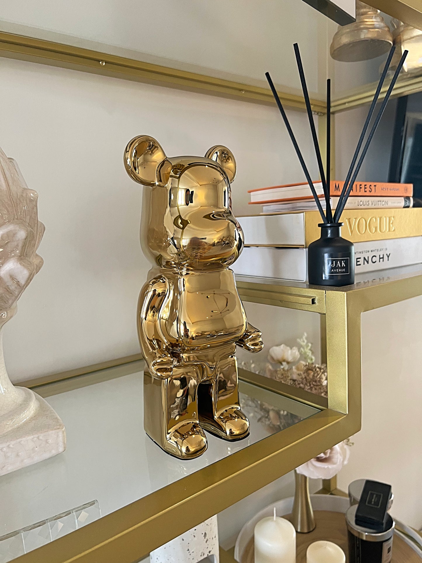 GOLD bear brick piggy bank ceramic sculpture